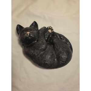 Black Ceramic Sleeping Cat Statue